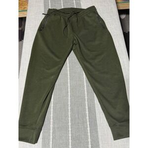 LEG3ND Mens XL Jogger Pants Olive Green Zipper Pockets Elastic Waist Activewear
